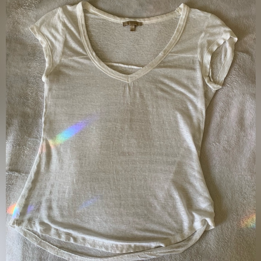 White Striped Linen Top